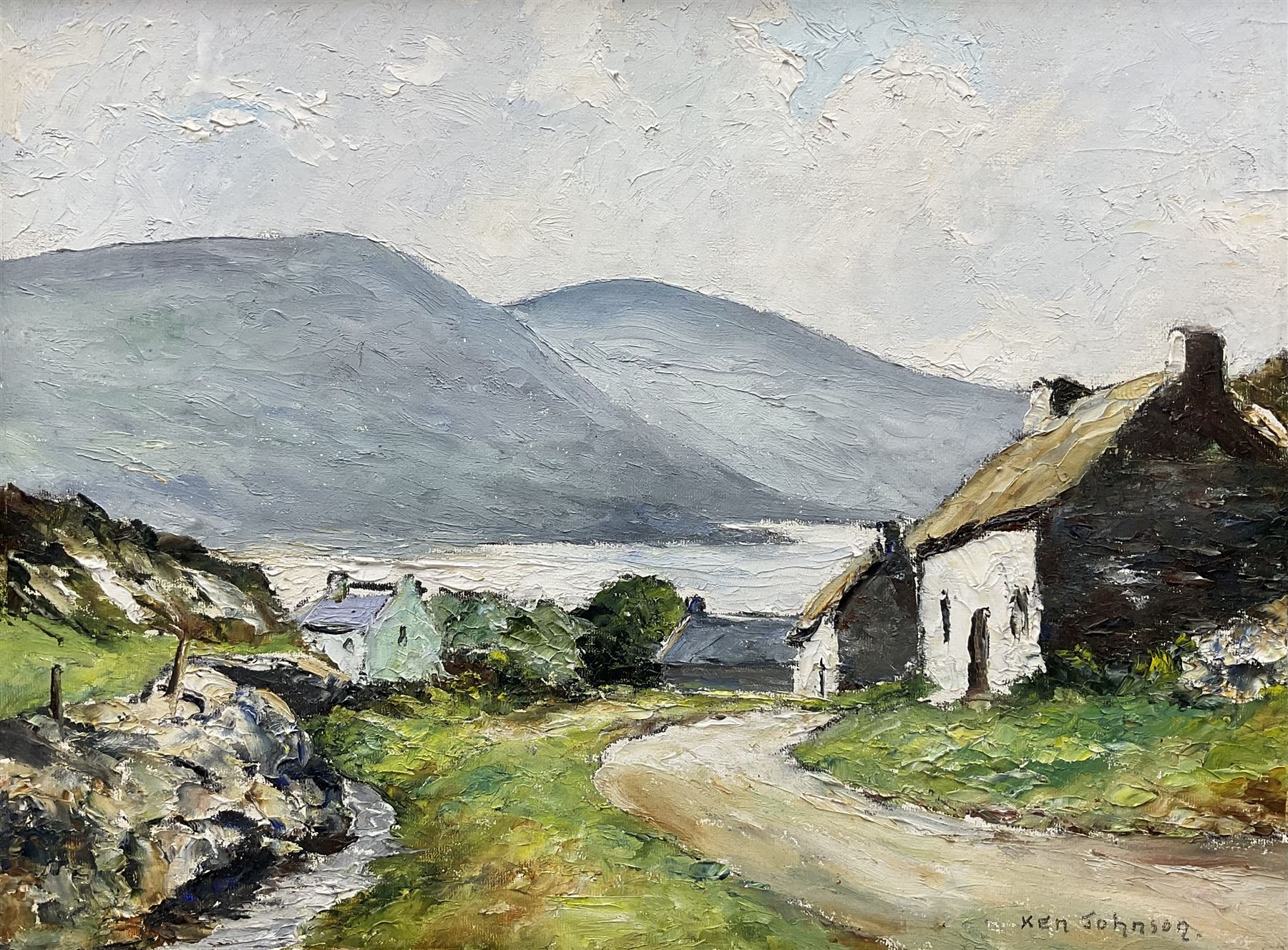 Ken Johnson (British 20th century): Lake District Scene, oil on board signed 29cm x 40cm