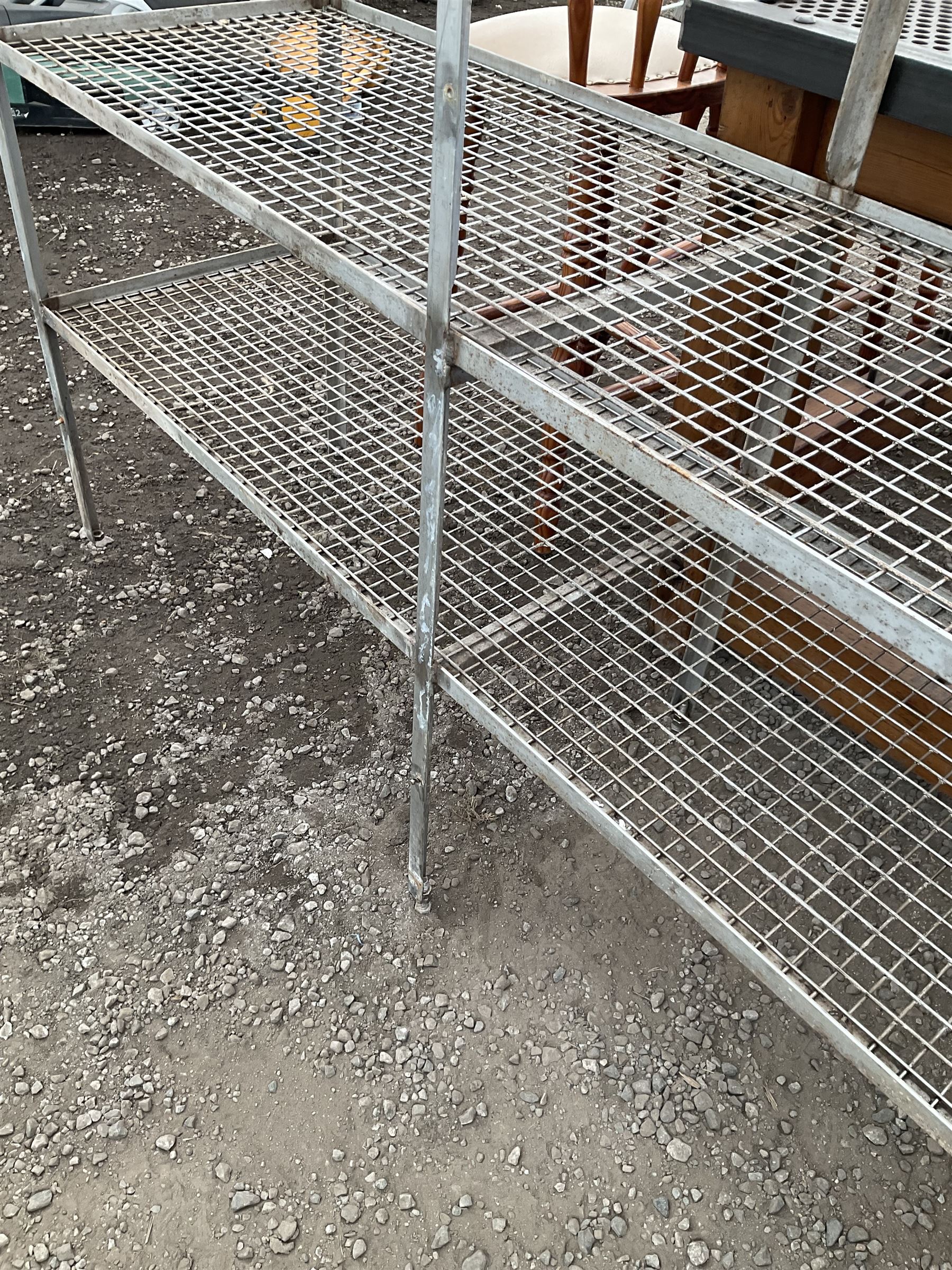 Steel mesh five tier shelving unit, and a small three tier shelving unit (2) - THIS LOT IS TO BE COLLECTED BY APPOINTMENT FROM DUGGLEBY STORAGE, GREAT HILL, EASTFIELD, SCARBOROUGH, YO11 3TX