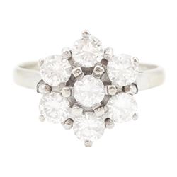 18ct white gold round brilliant cut diamond cluster ring, total diamond weight approx 1.05 carat