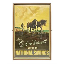 For A Certain Harvest Invest in National Savings, designed by Chambers, framed, H80cm,