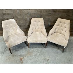 6 x armchair, upholstered in buttoned back beige fabric