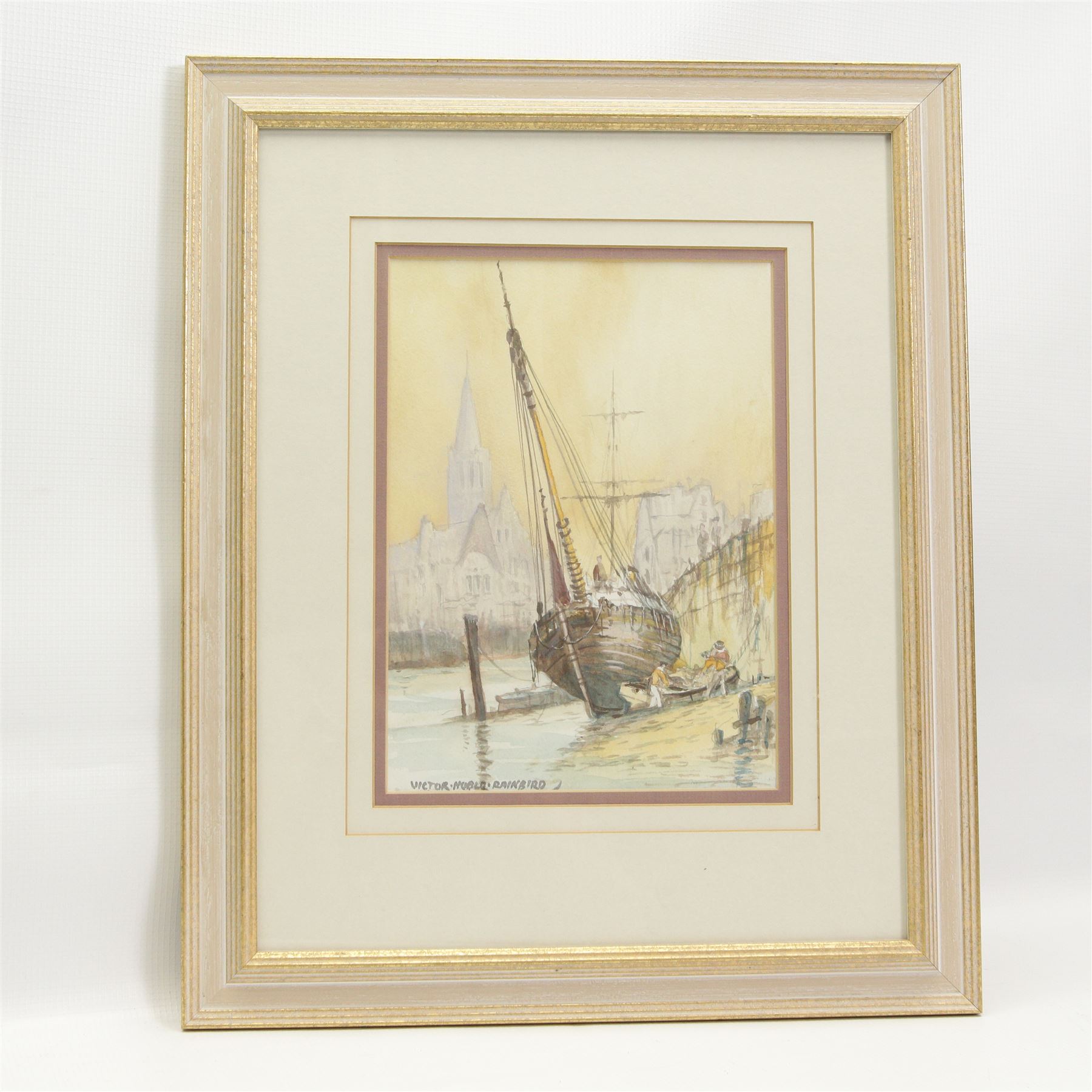 Victor Noble Rainbird (British 1887-1936): Preparing the Boats, watercolour signed 25cm x 18cm 