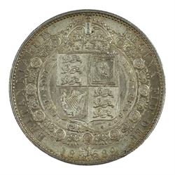 Queen Victoria 1889 silver halfcrown coin