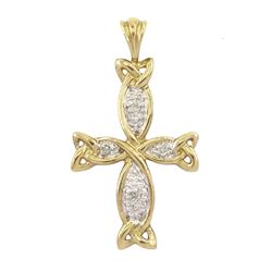 9ct gold diamond cross pendant, hallmarked