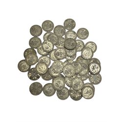 Approximately 600 grams of Great British pre 1947 silver one florin or two shillings coins