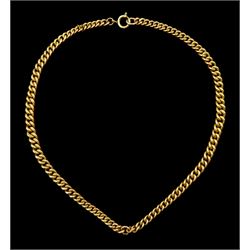 9ct gold tapering curb link necklace, each link stamped 9.375