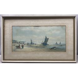 John Francis Branegan (British 1843-1909): 'Grimsby’ and ‘Midday Coast off Sussex’ pair watercolours signed and titled 22cm x 47cm (2)