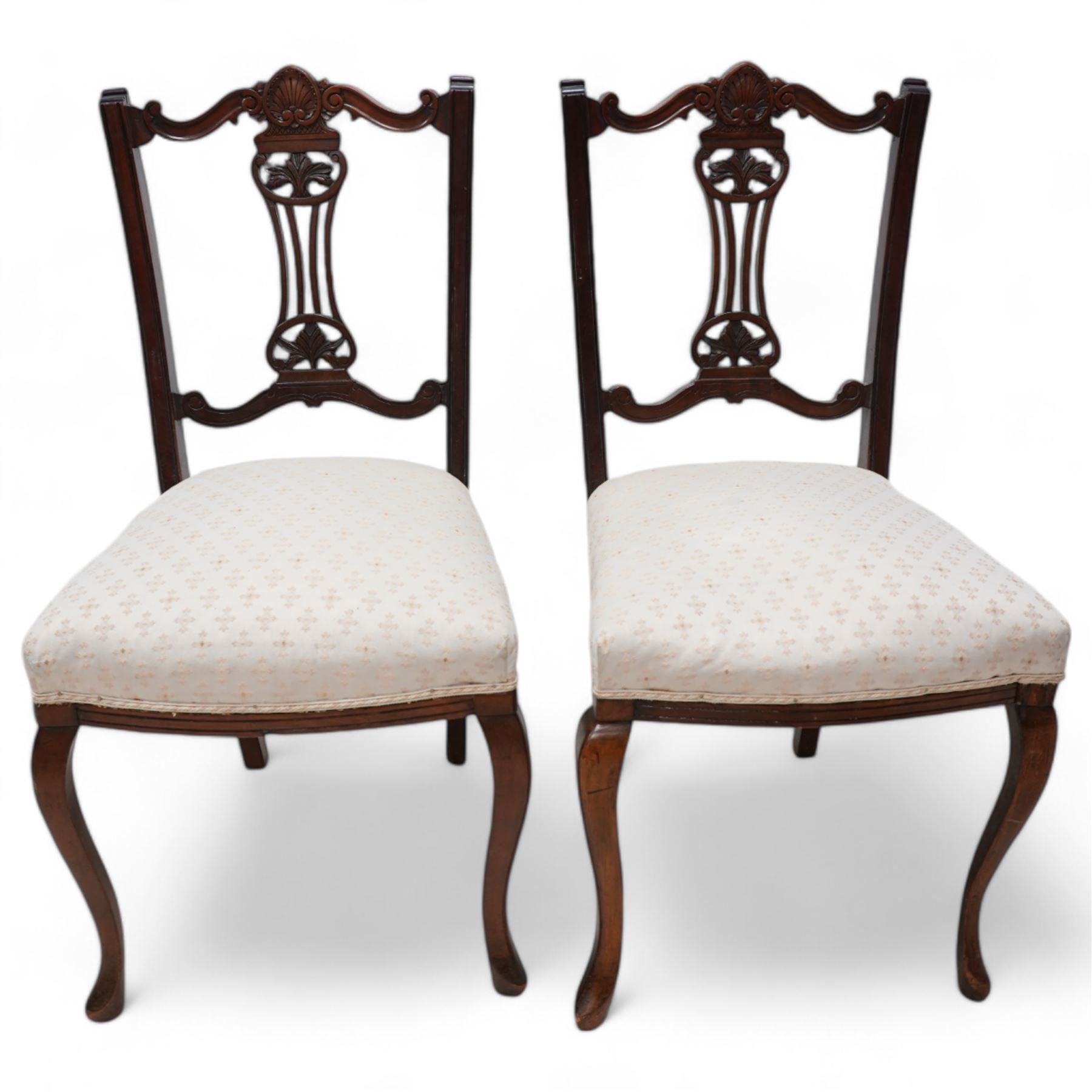 Pair of late Victorian walnut side chairs; and another late Victorian side chair (3)