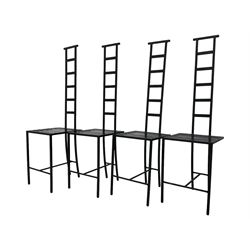 Set of four metal ladder chairs inspired by Charles Rennie Mackintosh (Hill House design), retailed by Neil's Steels