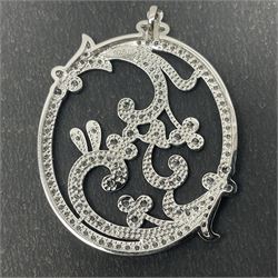 Silver and cubic zirconia openwork pendant, stamped 925