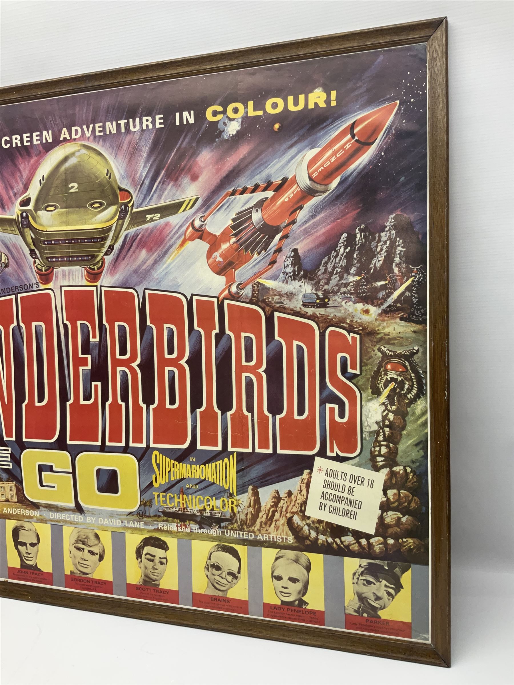 Thunderbirds Are Go Film Poster, 1980s reproduction of this classic 1966 movie poster, framed H73cm, L97cm