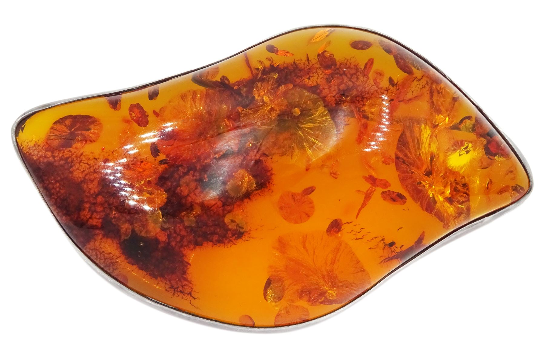 Large silver amber brooch, Sheffield import mark