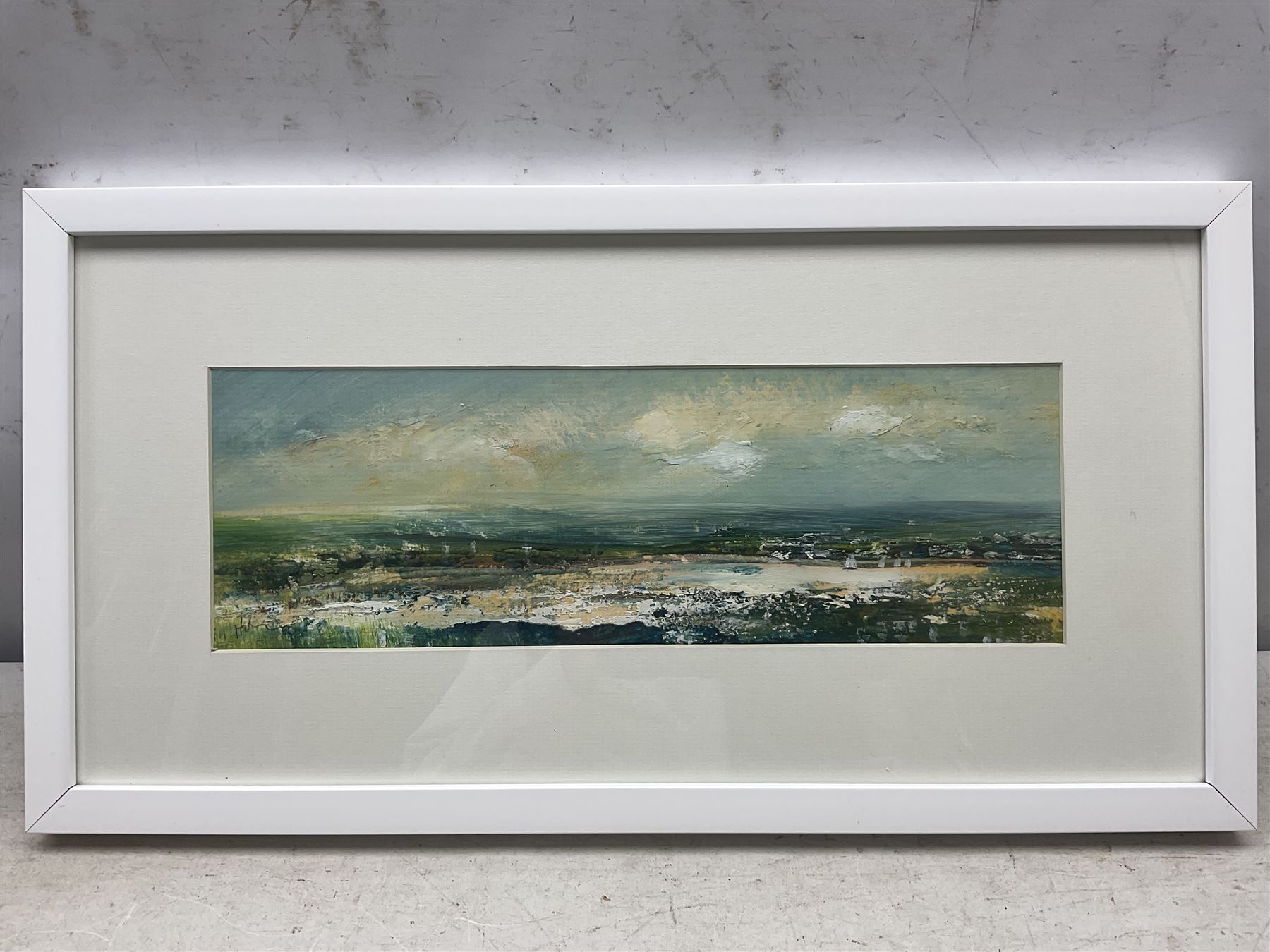 Peter Hodson (British Contemporary): Panoramic Ocean Views, three oils on board signed 12cm x 38cm (3)