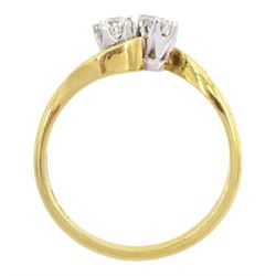 18ct gold two stone round brilliant cut diamond crossover ring, Birmingham 1993, total diamonds weight approx 0.30 carat