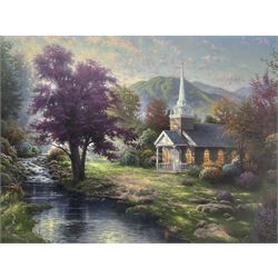 Thomas Kinkade (American 1958-2012): 'Streams of Living Water', large limited edition lithograph signed and numbered 2198/2850, 64cm x 85cm 