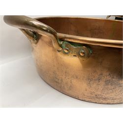 Large Victorian copper twin handled jam or preserve pan, not including handles H18cm D53cm