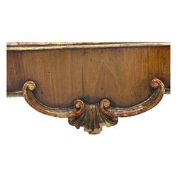 Georgian design walnut and parcel gilt fretwork wall mirror (76cm x 73cm); Chippendale design mahogany fretwork wall mirror, carved with Ho-Ho bird pediment (54cm x 93cm)