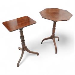 Regency mahogany occasional table, rectangular top with reeded edge, over a turned pedesta...