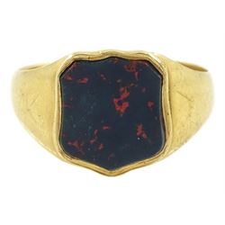 Edwardian 18ct gold bloodstone signet ring, Birmingham 1901