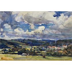 Rowland Henry Hill (Staithes Group 1873-1952): Cattle near Goathland, watercolour signed a...