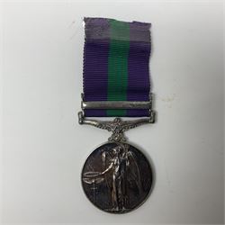 George VI General Service Medal with Palestine clasp awarded to 64155 Dvr. E. Hattersley R.A.S.C.; with ribbon