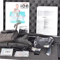 Canon Ion Still Video Camera RC-260, serial no. 10034061, in silver flight case with accessories 