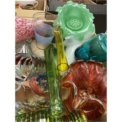 Collection glass including carnival glass, vases, dishes etc 