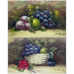 Evelyn Chester (British 1875-1929): Still Life of Fruit, pair oils on board signed 19cm x 29cm (2)