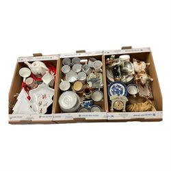 Collection of motto ware, together with Bohemia tea wares, and other ceramics, in three boxes  