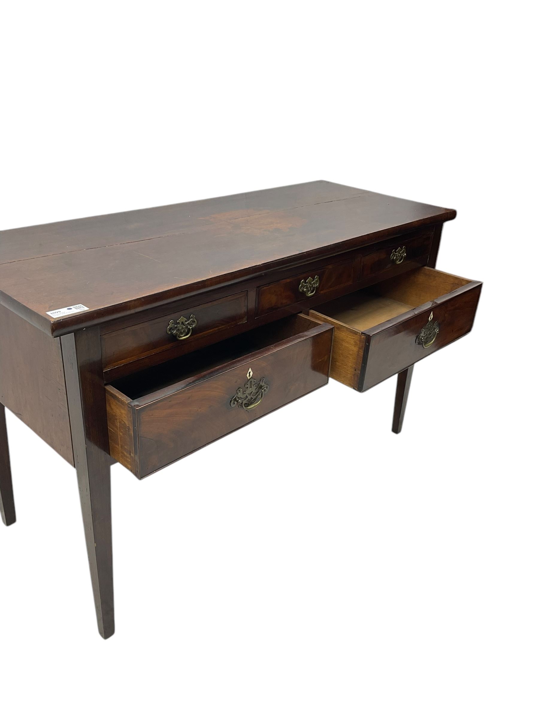 19th century mahogany side table, rectangular top over five drawers, on square tapering supports 