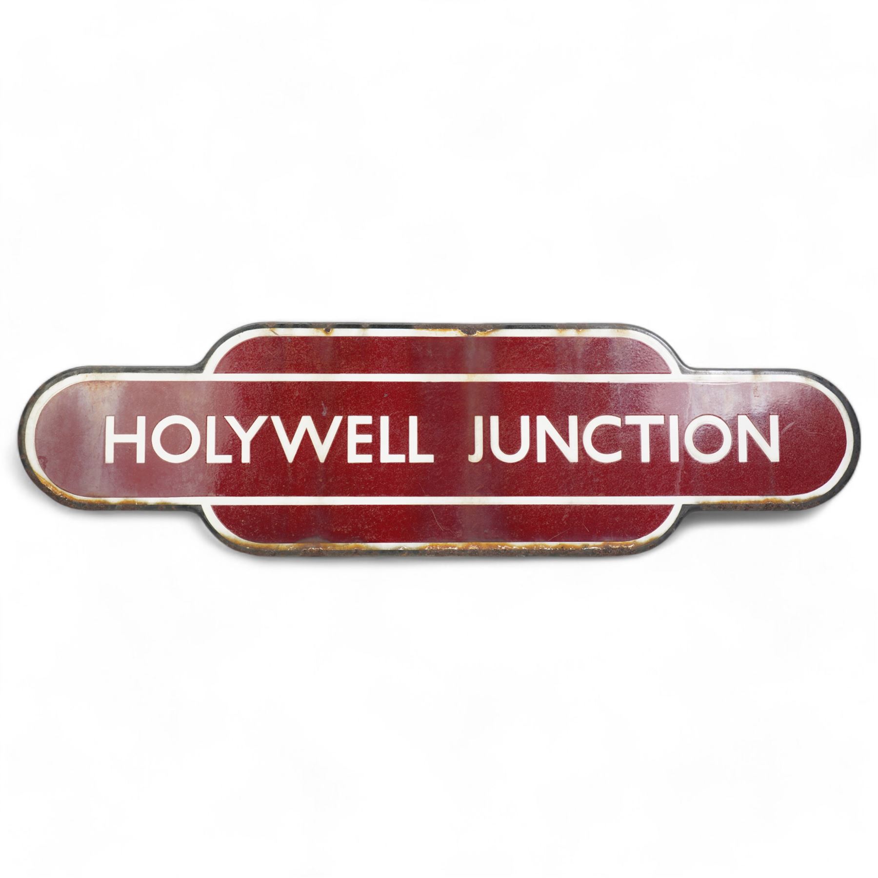 BR Midland Region station totem for Holywell Junction, L93cm x H26cm