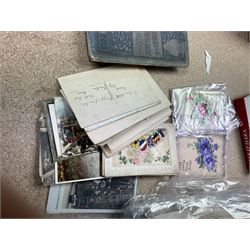 Silk postcards, some handpainted postcards, and further postcards