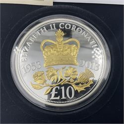 Queen Elizabeth II Bailiwick of Jersey 2013 'Coronation Jubilee' silver proof five ounce coin, weighing 155.53 grams 925/1000 silver, cased with certificate