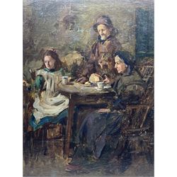 Ernest Higgins Rigg (Staithes Group 1868-1947): Tea Time, oil on canvas signed 49cm x 37cm 
Provenance: private collection, purchased Simon Wood, Brockfield Hall, York; direct from the artist's family.