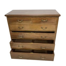 Large Victorian mahogany chest, moulded rectangular top over two short and three long graduating drawers, on plinth base 