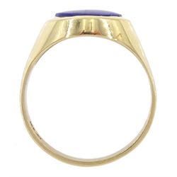 9ct gold lapis lazuli signet ring, London 2000