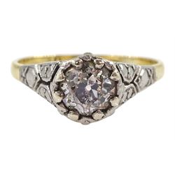 Early 20th century gold single stone old cut diamond ring, stamped 18ct Plat, diamond approx 0.85 carat