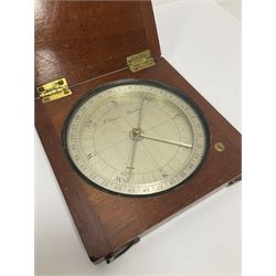 19th century thirty-two point surveyors compass, inscribed J. Davis Derby to the silvered dial, contained within a mahogany case, dial D11cm