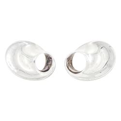 Georg Jensen silver Mobius clip-on earrings, No. 148, designed by Vivianna Torun Bulow-Hube, boxed