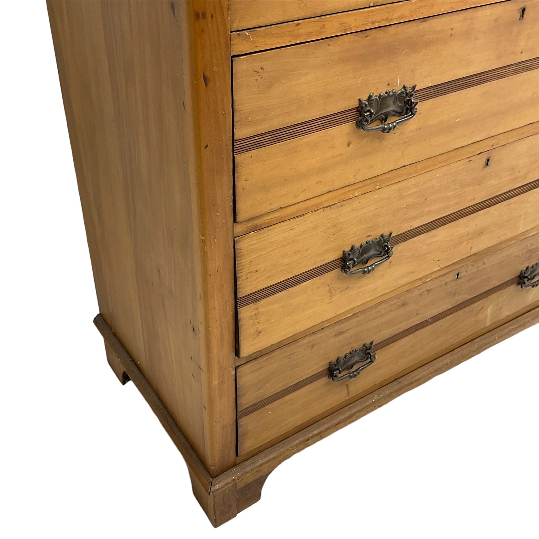 Edwardian satin walnut chest, fitted with two short and three long drawers, on bracket feet