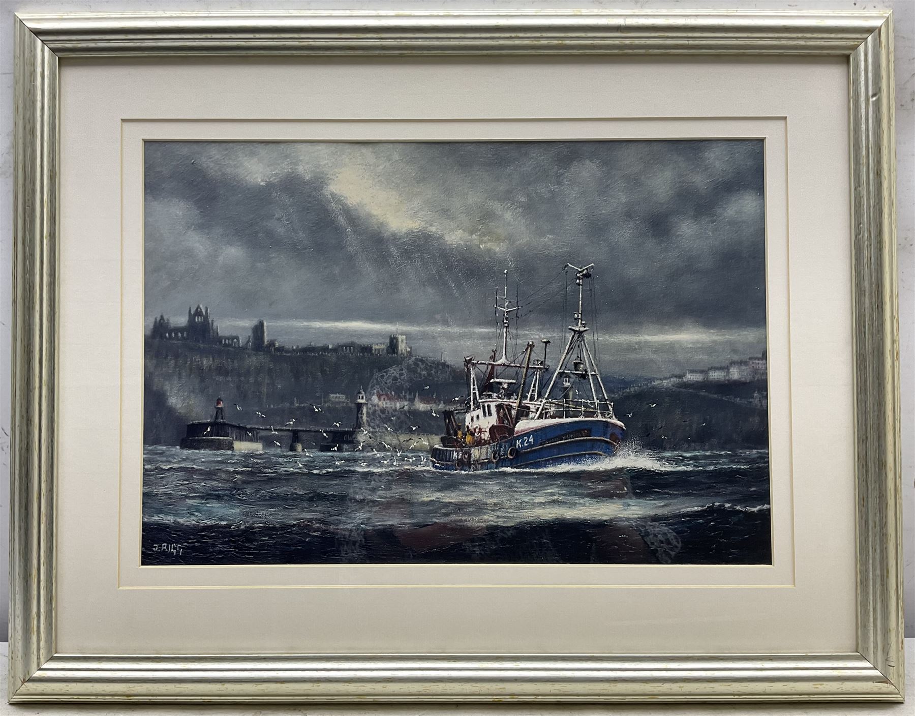 Jack Rigg (British 1927-2023): 'MFV George Weatherill off Whitby', two prints, signed and titled verso 14cm x 20cm and 27cm x 40cm (2)