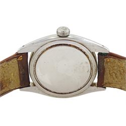 Rolex Oyster Precision stainless steel manual wind wristwatch, circa 1958, Ref. 6422, serial No. 331686, cream dial with Arabic numerals and blue steel hands, with guarantee card dated 17.10.59