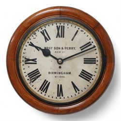 Wray Son & Perry of Birmingham - Large Victorian 8-day fusee wall clock c1890, with a 22