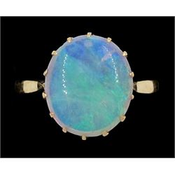 Gold single stone opal ring, stamped 9ct, opal approx 2.80 carat