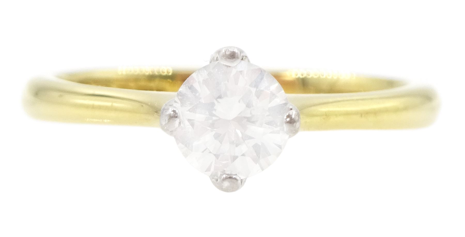 18ct gold single stone round brilliant cut diamond ring, hallmarked, diamond 0.42 carat, with IGL report