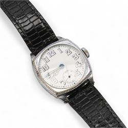 Collection of early - mid 20th century manual wind wristwatches including silver with white enamel dial and subsidiary seconds dial, Para Neptune stainless steel with black dial and four others (6)