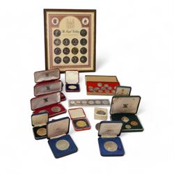 Coin, sets and medallions, including framed display 'The Royal Wedding' comprising fourtee...