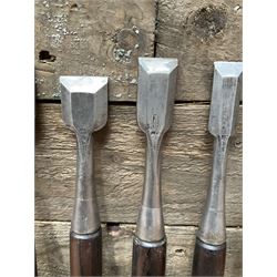 Set of eight Japanese handmade carpenters chisels with rosewood handles, stamped blades - THIS LOT IS TO BE COLLECTED BY APPOINTMENT FROM DUGGLEBY STORAGE, GREAT HILL, EASTFIELD, SCARBOROUGH, YO11 3TX