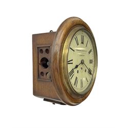 Camerer Kuss & Co -  8-day wall clock with alarm, mahogany dial surround and brass bezel, 8