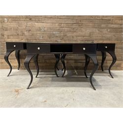 3 x rosewood console dressing tables, with two soft-close drawers